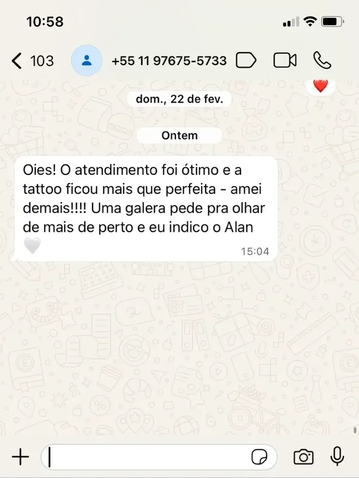 Depoimento de cliente no WhatsApp